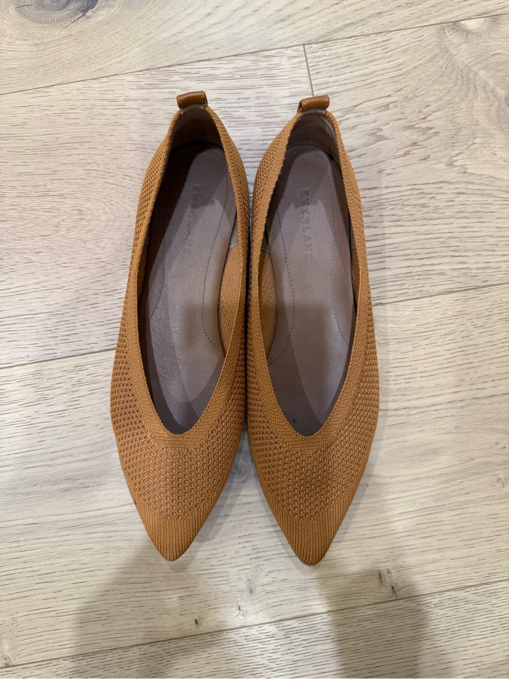 Everlane Women's Pointed Knit Ballet Flats - Camel Brown